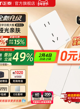 正泰官方旗舰店奶油风哑光空调16A开关插座五孔面板暗装6CE白