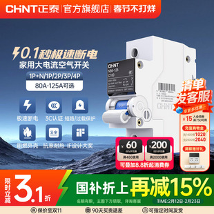 正泰NB6-125空气开关家用断路器泰极1P2p空开大电流80A100a125a