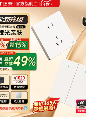 正泰官方旗舰店奶油风哑光空调16A开关插座五孔面板暗装6CE白