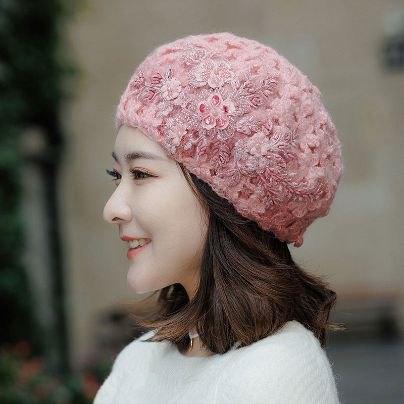 秋冬钩针花马海毛线保暖贝雷帽女复古手工缝米珠刺绣画家蓓蕾帽子,服饰配件/皮带/帽子/围巾,帽子,淘宝优惠券,粉丝福利购,淘宝优惠卷