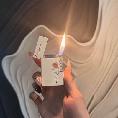 创意玫瑰金属砂轮明火打火机