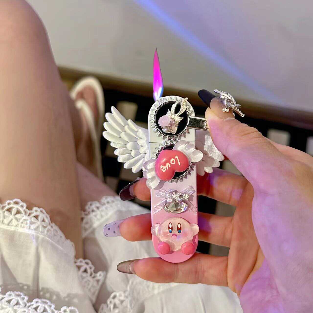 创意星之卡比粉色火焰充气打火机