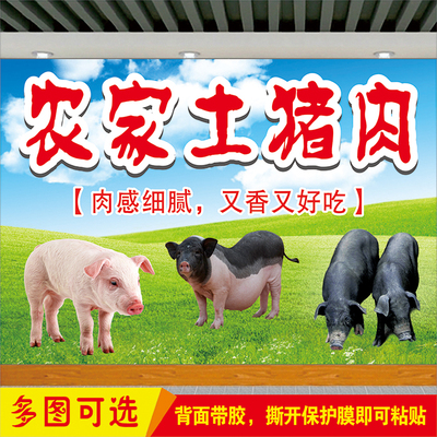 生鲜农家土猪肉铺摆摊车贴广告图