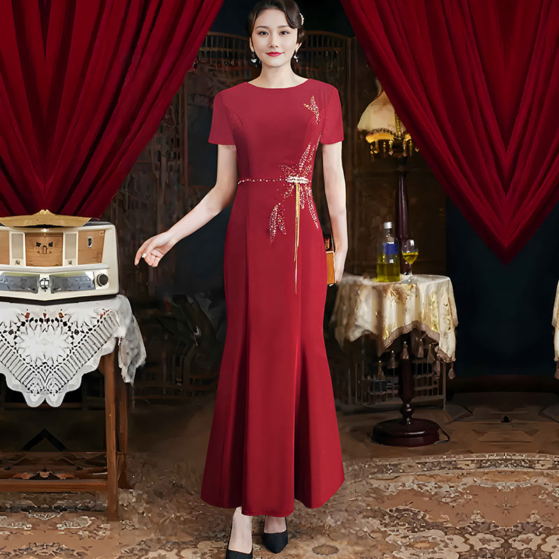 简约大气妈妈婚宴礼服长裙