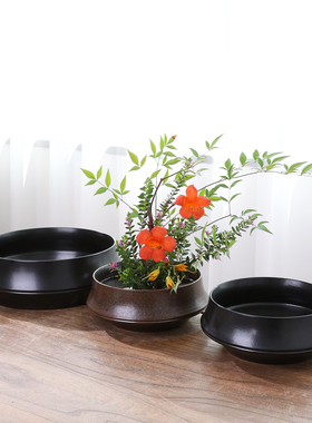 仿古陶瓷竹节花盘中式花艺