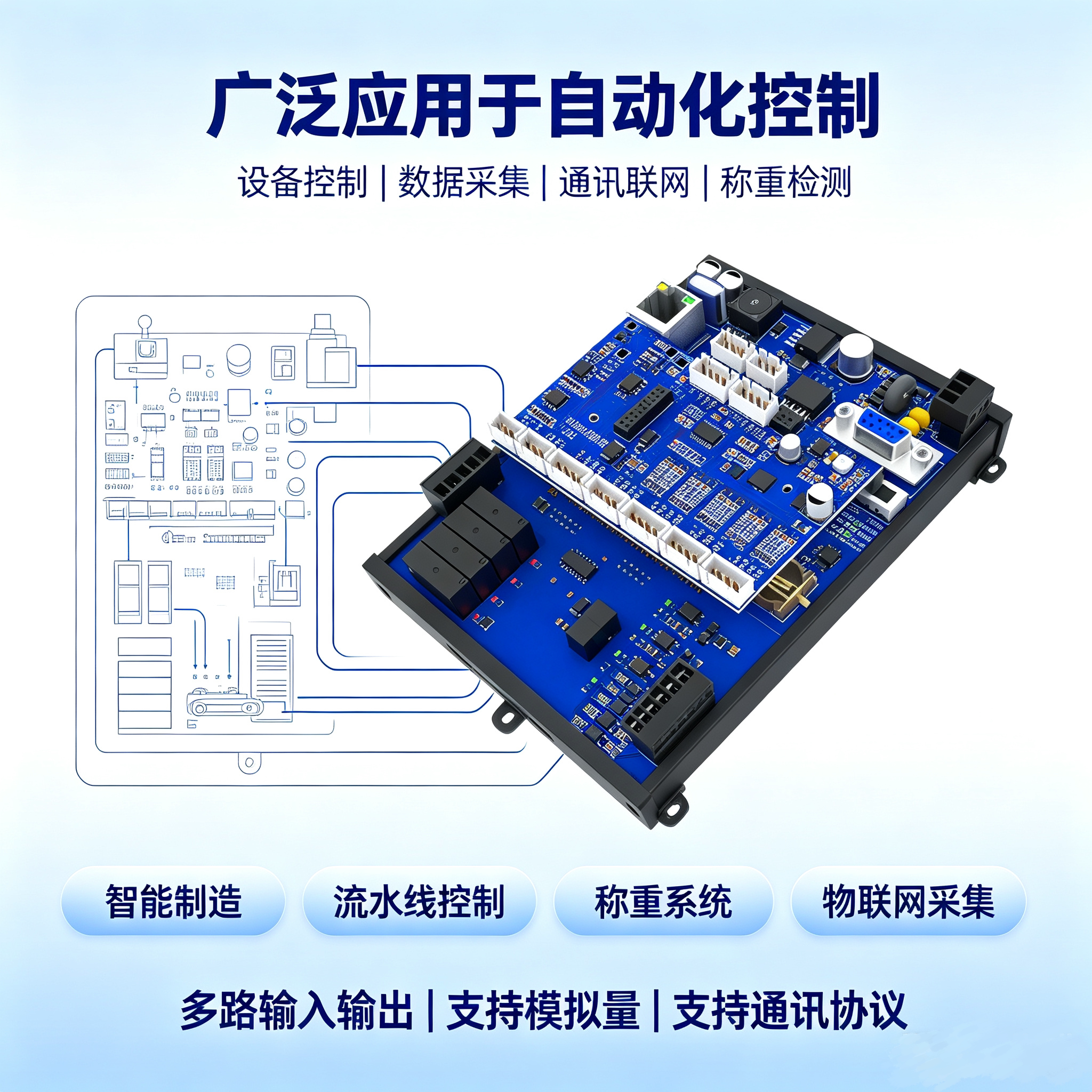 领控兼容三菱PLC工控板FB系列FX3UFX2N以太网圆弧插补温控图片