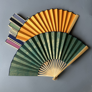 4-10寸宣纸折扇复古中玉彩色洒金面空白书法绘画扇子黑蓝红色礼品