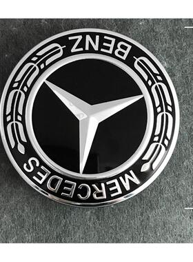奔驰机盖卧标C级E级改装黑色平标C180 C200 E260 E300L引擎盖车标
