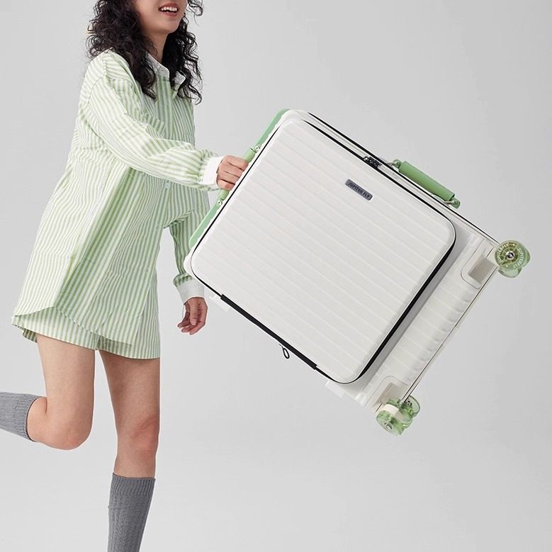 前开盖宽拉杆行李箱20寸登机箱