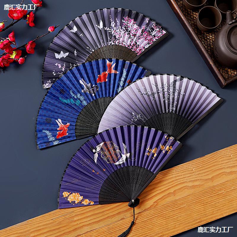 扇子折扇中国风女汉服旗袍舞蹈跳舞儿童夏季水墨画折叠小巧扇