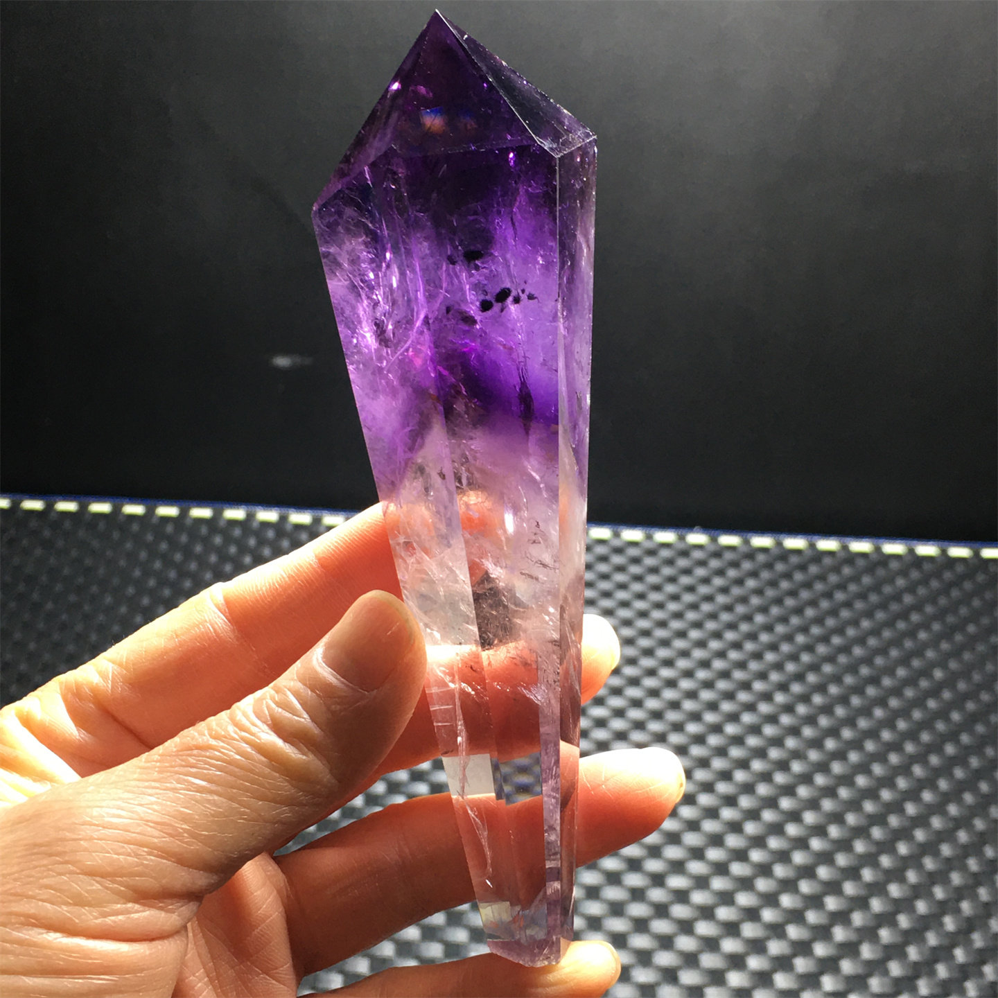 紫水晶柱小摆件超七消磁净化家居装饰天然半宝石原石人工打磨馈赠