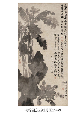 徐渭蕉石牡丹图竖幅复制品名画