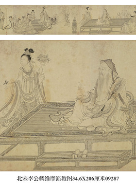 北宋李公麟维摩演教图佛道人物画