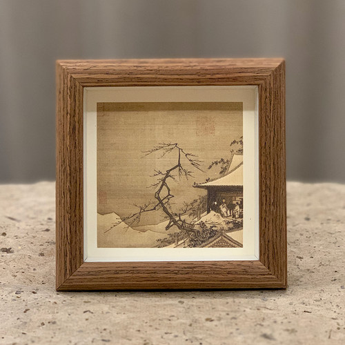 宋画小品字画摆台南宋马远雪景图