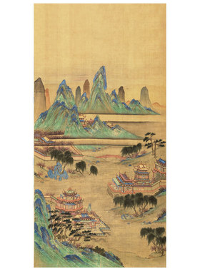 明仇英连昌宫词图卷轴字画山水画