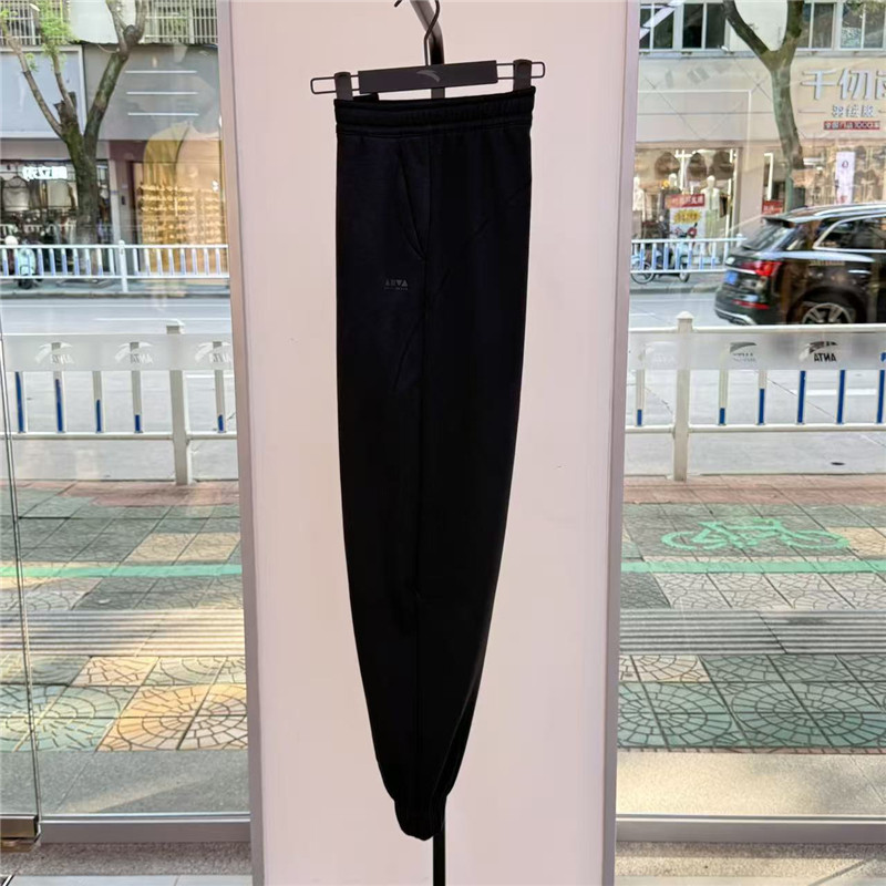 安踏加绒运动卫裤女士冬季宽松休闲束脚裤百搭纯棉长裤162548313