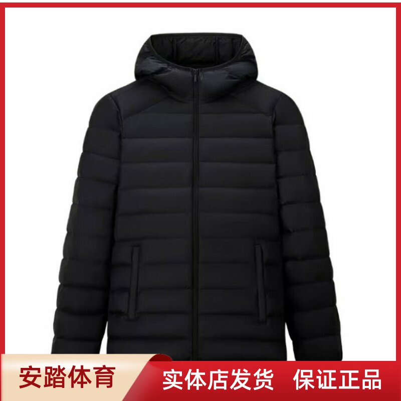 安踏女装2025冬新款轻薄修身防泼水综训连帽羽绒服162547901