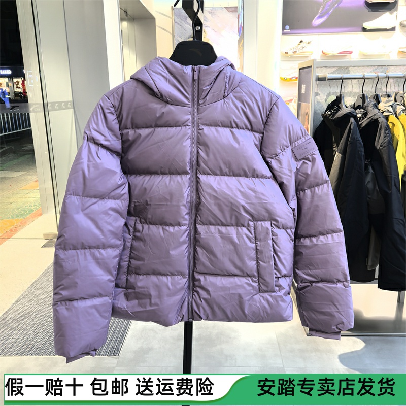 安踏女羽绒服防水连帽羽绒外套2024冬季新款保暖羽绒服162517910