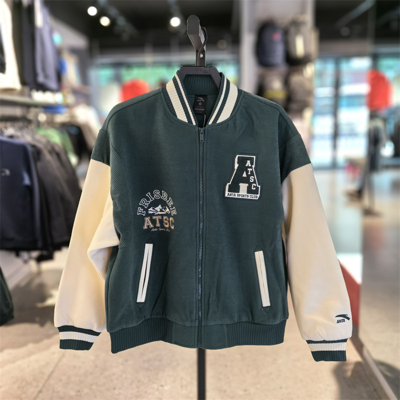安踏女士运动外套2023冬款加绒保暖棒球服休闲宽松上衣162348705
