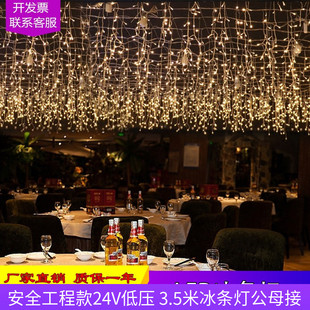 led彩灯冰条灯串110V户外防水电池款24V低压公母接圣诞节庆装饰灯