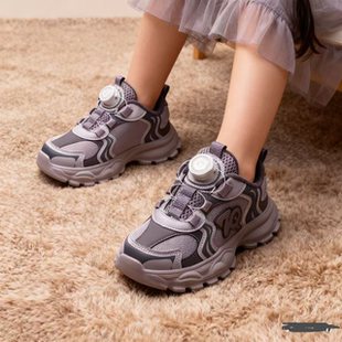 6632旋转纽扣女童防滑耐磨老爹鞋 儿童加绒保暖二棉运动鞋 新品 冬季