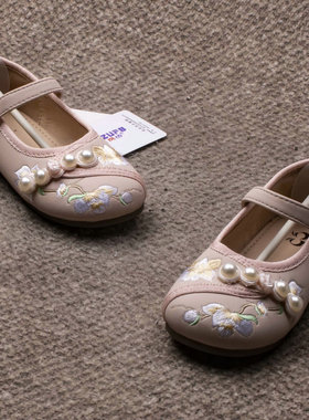 秋季女童汉服鞋儿童马面裙鞋17290春秋国风鞋小皮鞋古风新中式