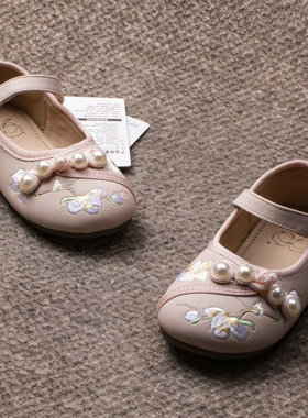 新品秋季单鞋女童皮鞋17290春秋款新款超纤皮牛筋底软底汉服公主