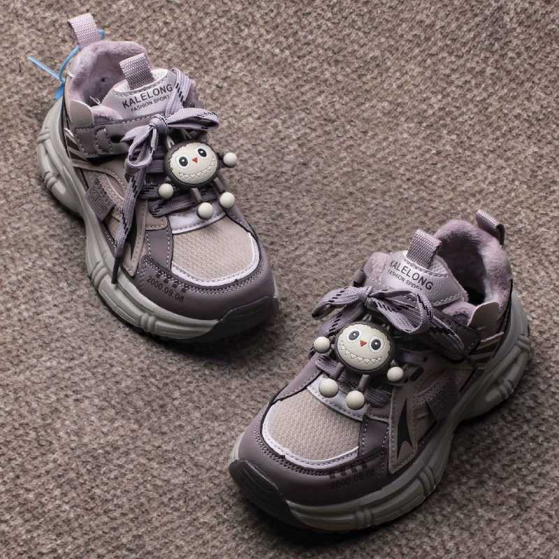 冬季新品大棉儿童卡通立体装饰运动鞋6827男女童加绒保暖跑步老爹