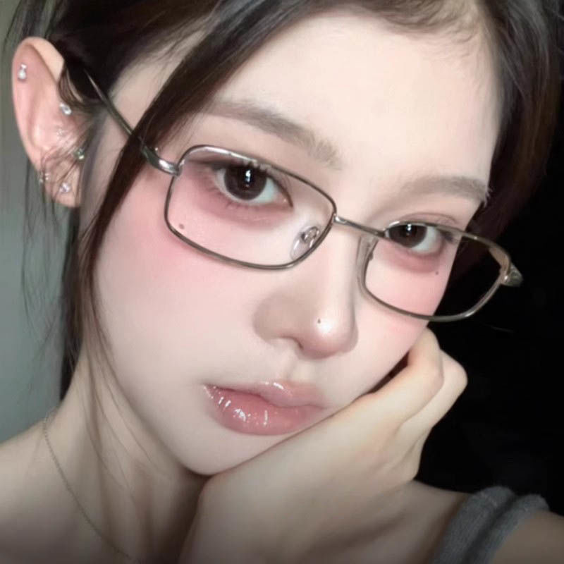 日系金丝边方形眼镜架女款潮复古小脸装饰素颜可配度数近视眼镜框