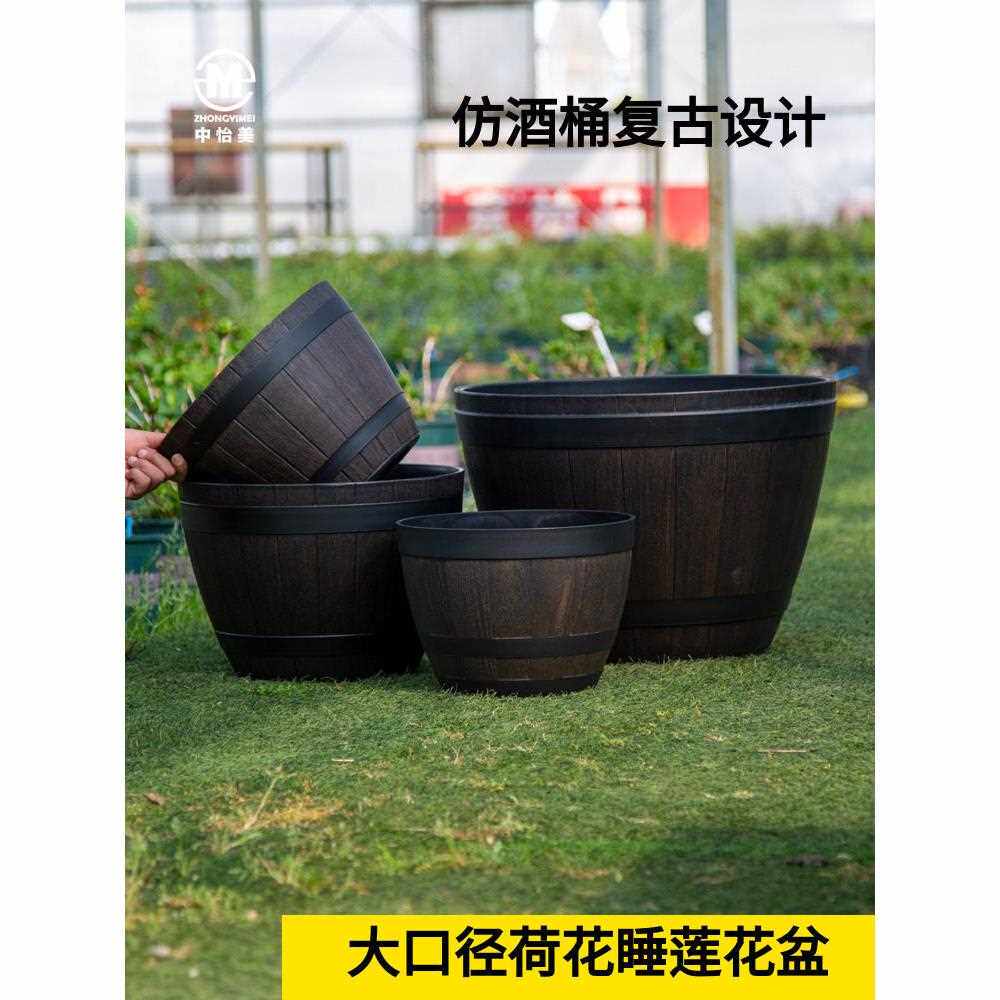 新疆包邮中怡美加厚水培花盆荷花睡莲水培植物铜钱草无孔有覆古庭