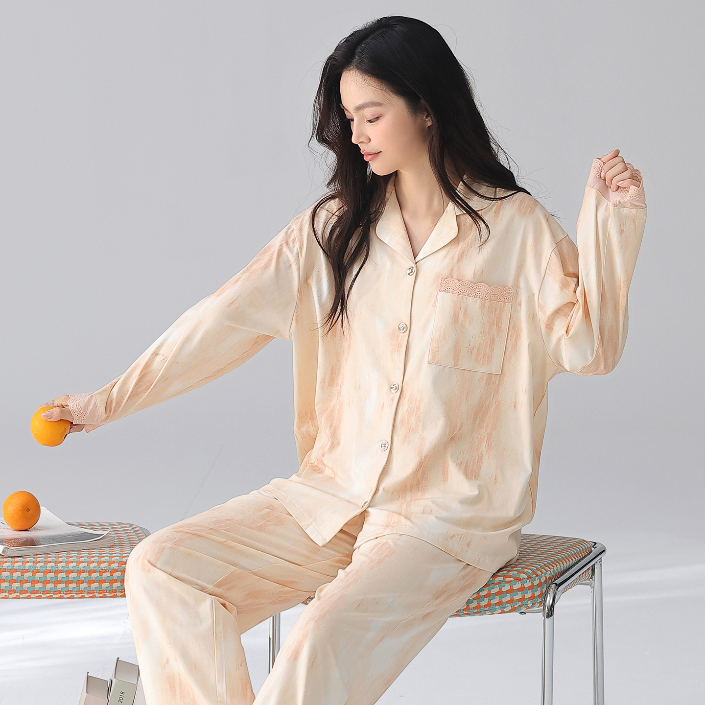 女士莫代尔棉薄款睡衣套装