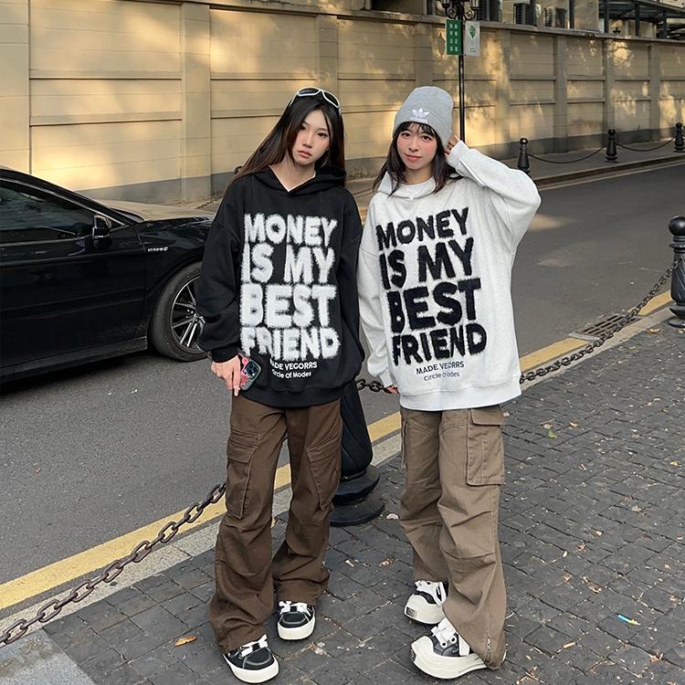 美式植绒立体字母连帽卫衣