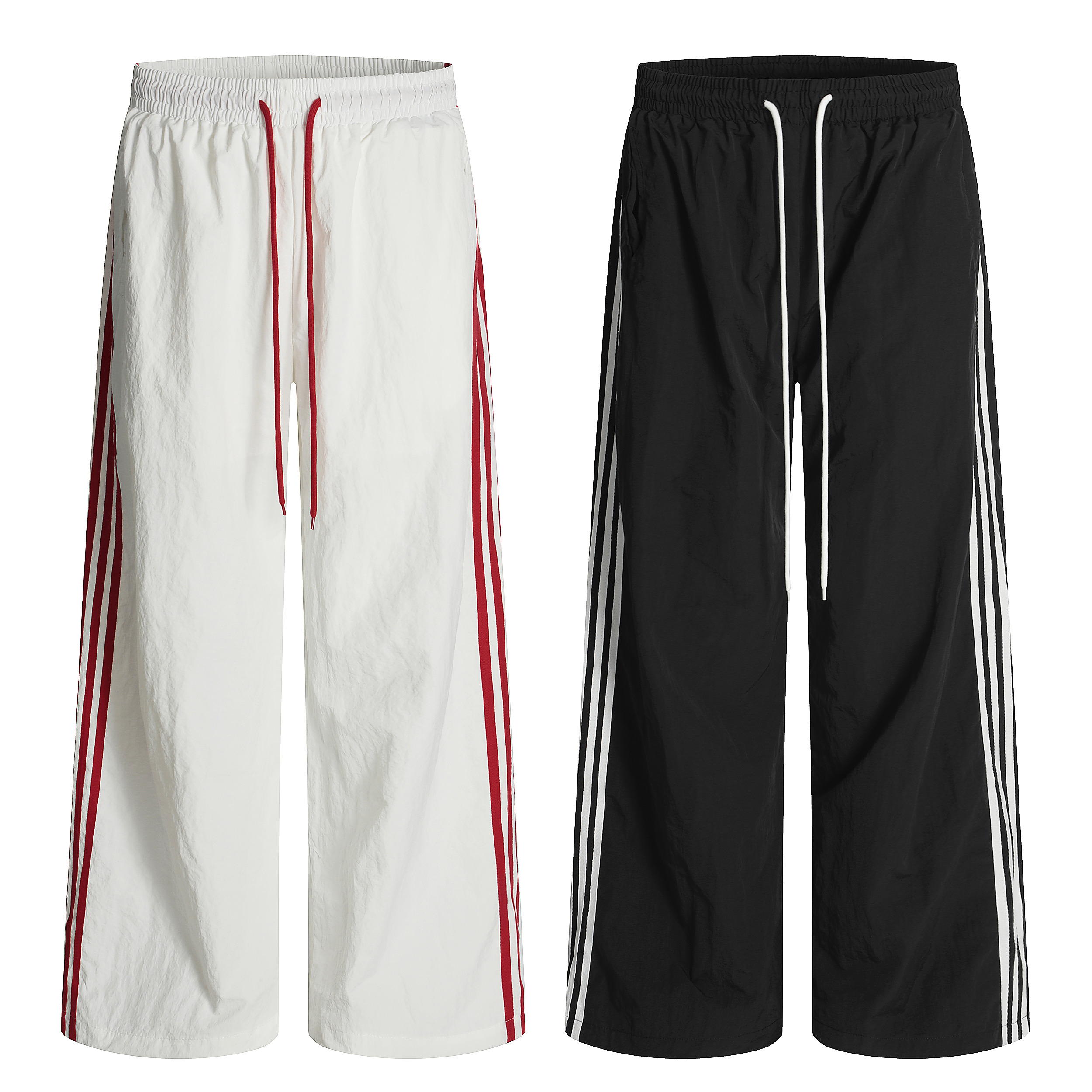 XKSHUO美式高街三条杠撞色运动休闲裤夏季宽松直筒百搭抽绳长裤