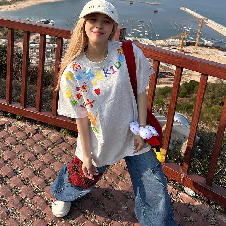 美式高街潮牌手绘涂鸦短袖T恤