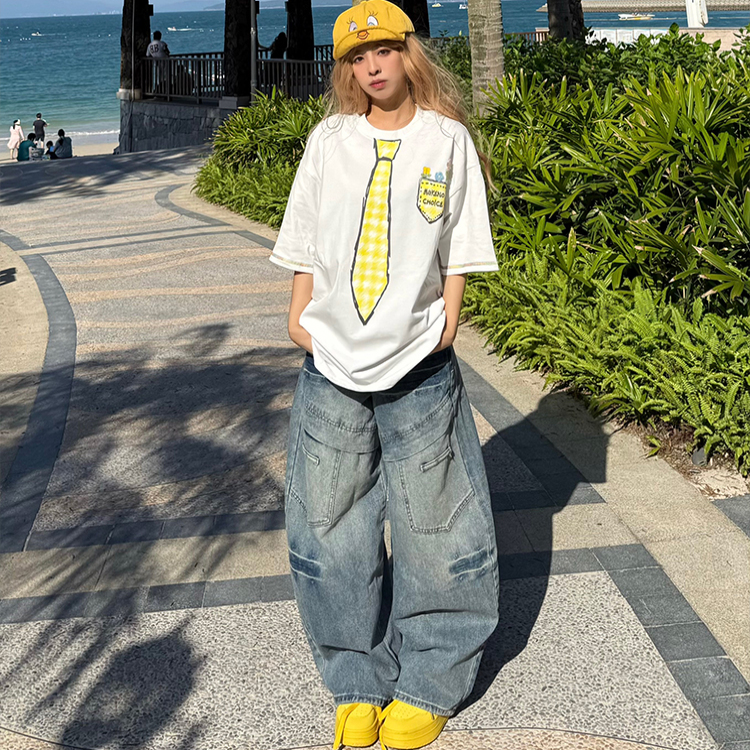 美式创意手绘领带短袖