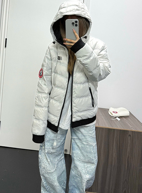 XKSHUO美式复古连帽排骨羽绒服50白鸭绒轻便保暖外套男女