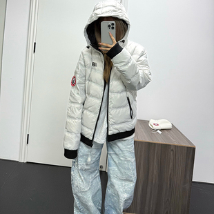 XKSHUO美式复古连帽排骨羽绒服50白鸭绒轻便保暖外套男女