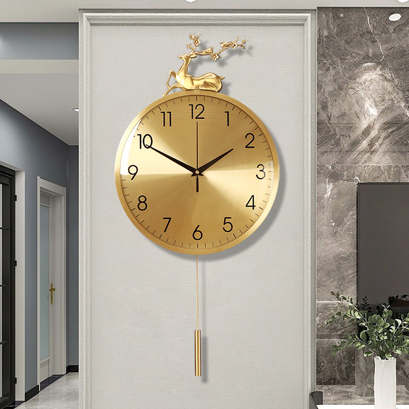 轻奢现代纯铜挂钟客厅2025新款