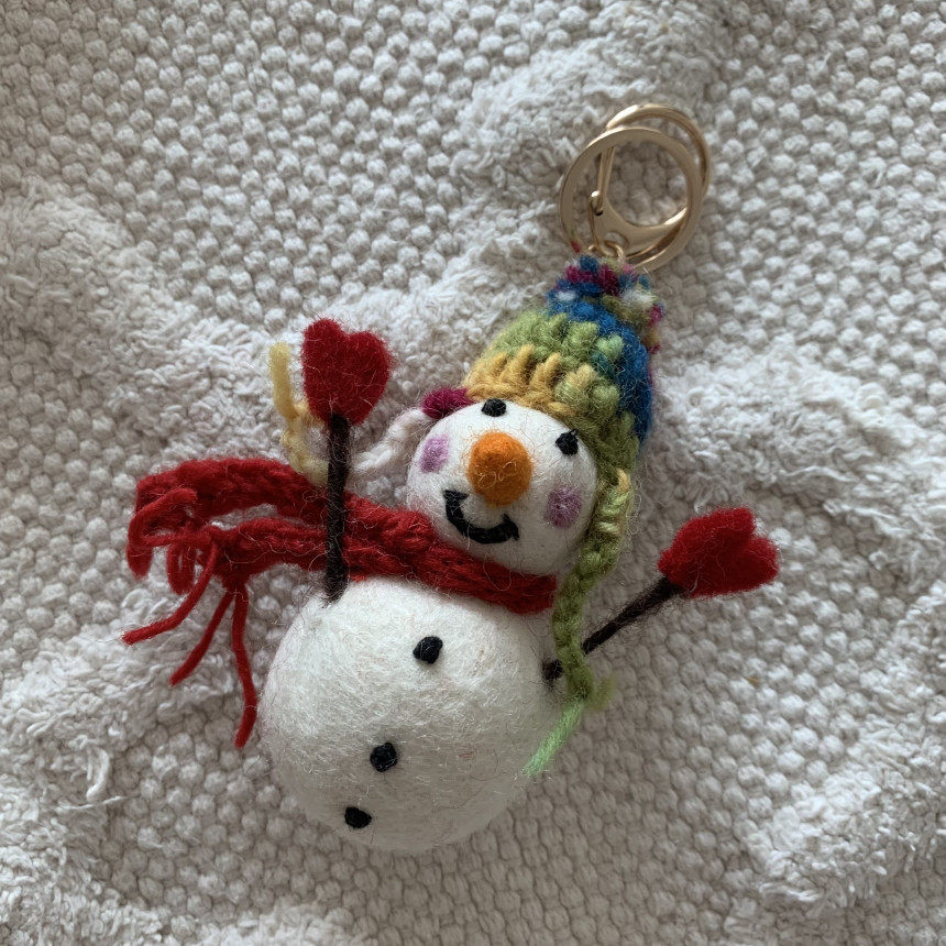 现Sunup_Q韩国ins尼泊尔羊毛手工圣诞礼物戴帽子雪人钥匙扣包挂件