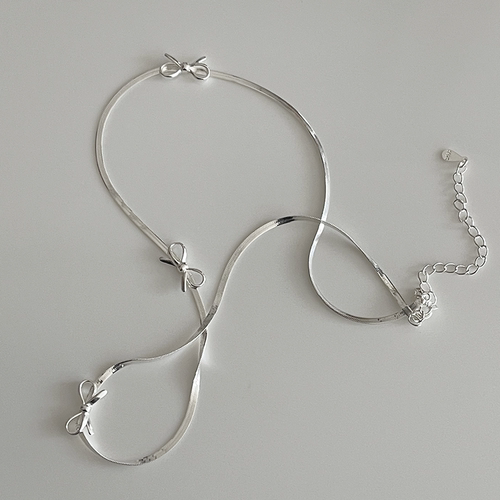 925纯银小蝴蝶结项链锁骨链