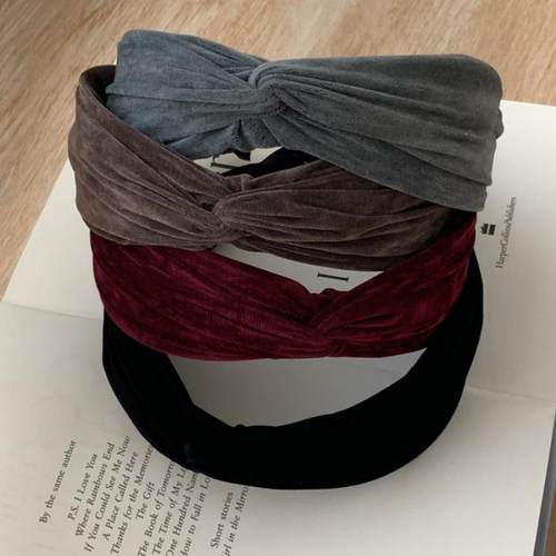 宽版丝绒布中间打结发箍