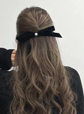 现货Sunup_Q 韩国 ins 珍珠不对称蝴蝶结发夹边夹 0429