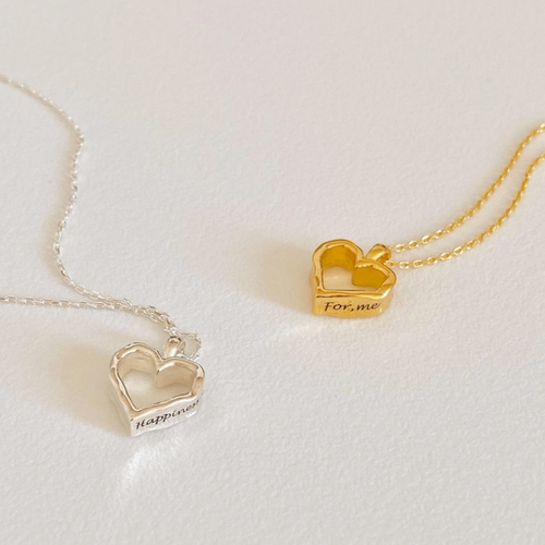 925银小众设计感镂空爱心项链