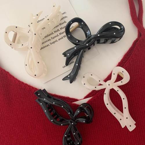 圆点波点蝴蝶结造型抓夹发夹