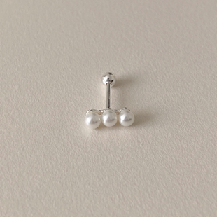 Sunup_Q 百搭三颗小珍珠耳骨钉耳钉 韩国 925银 0308 ins 现货