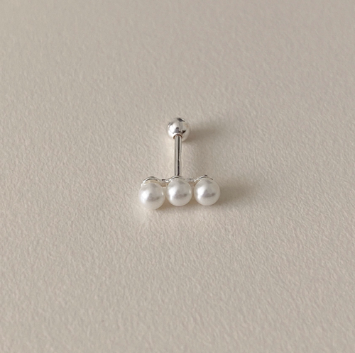 925银百搭三颗小珍珠耳骨钉
