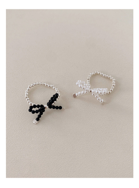 925银可爱小珠子蝴蝶结戒指