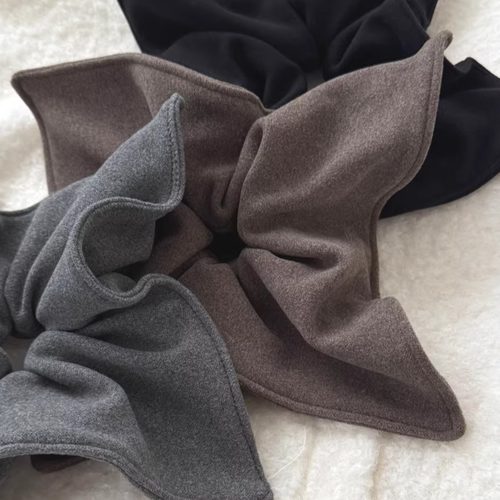 秋冬复古纯色绵软手感方巾发圈