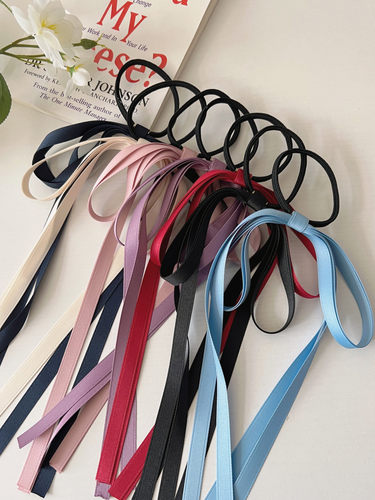 双层缎面丝带蝴蝶结发圈