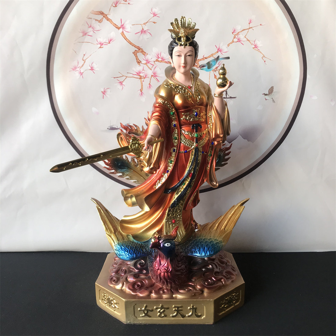 树脂彩绘九天玄女神像桌面摆件